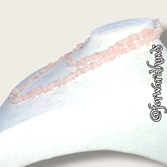 36-Inch Pink Quartz Chip Necklace – Continuous Strand - Picture 6 of 9